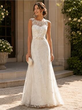 Melissa Sweet | Dresses | Melissa Sweet Scalloped Aline Wedding Dress  Altered | Poshmark